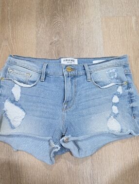Frame Denim Light Blue Distressed Cutoff Jean Shorts